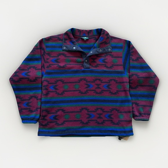 Vintage White Sierra Jacket Mens L Fleece Aztec Southwest 90s Snap-T Gorpcore - Picture 1 of 9